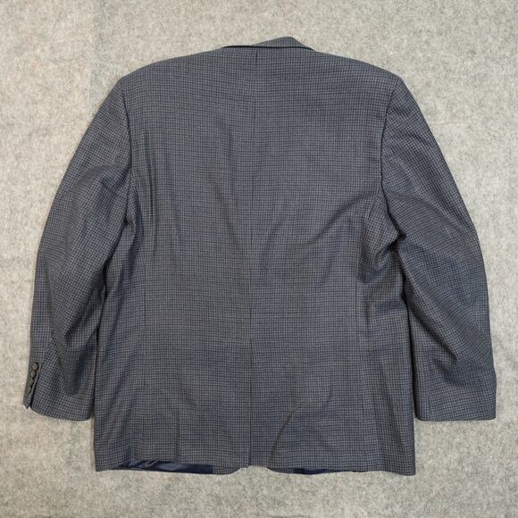 Ralph Lauren Blazer Mens 48L Blue 2 Button Silk Wool Sport Coat Jacket Checked - Picture 2 of 14
